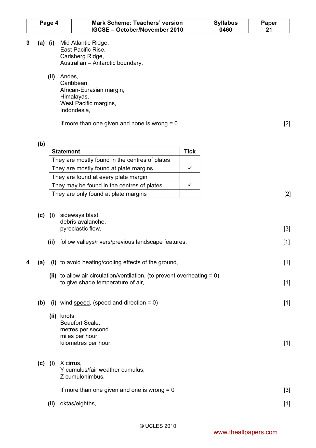 Mark scheme, page 4 of 5