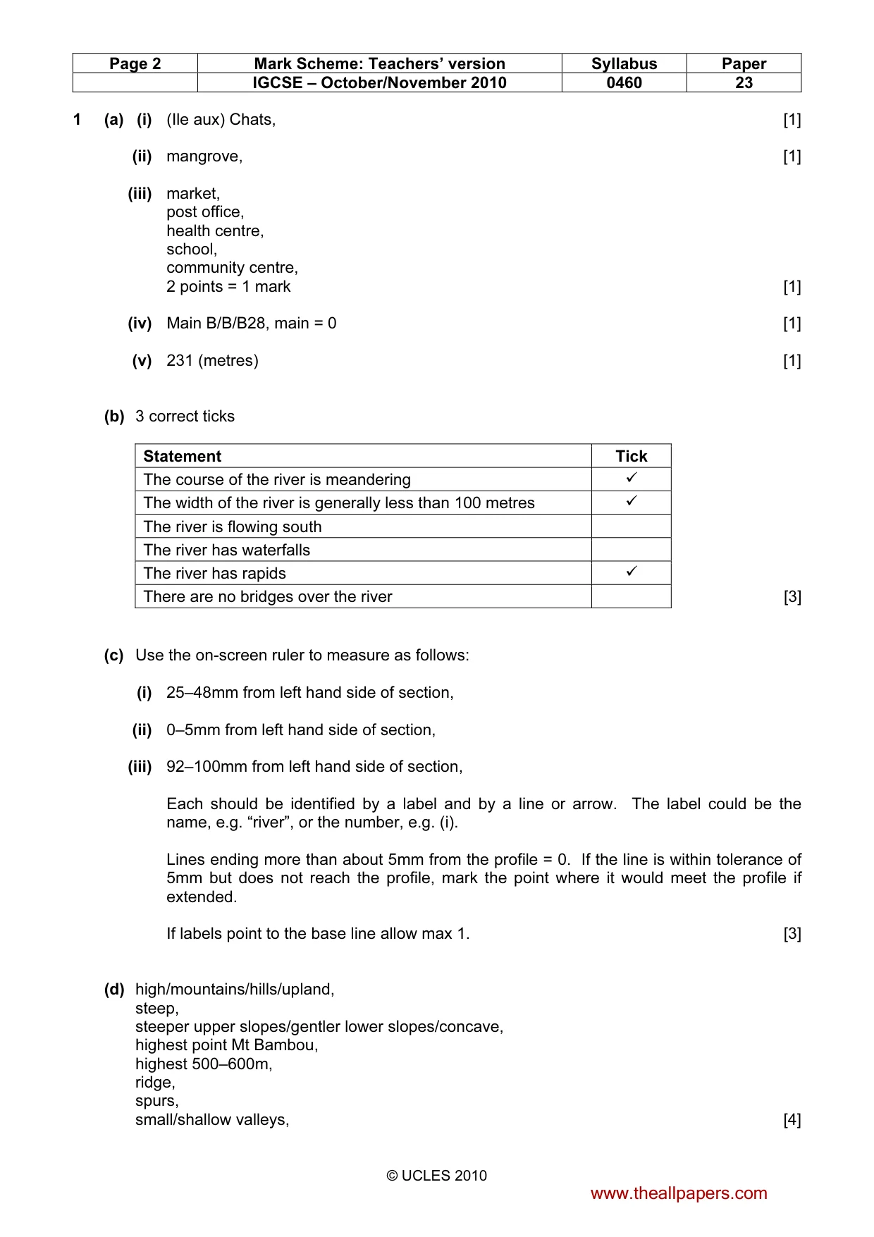 Mark scheme, page 2 of 5
