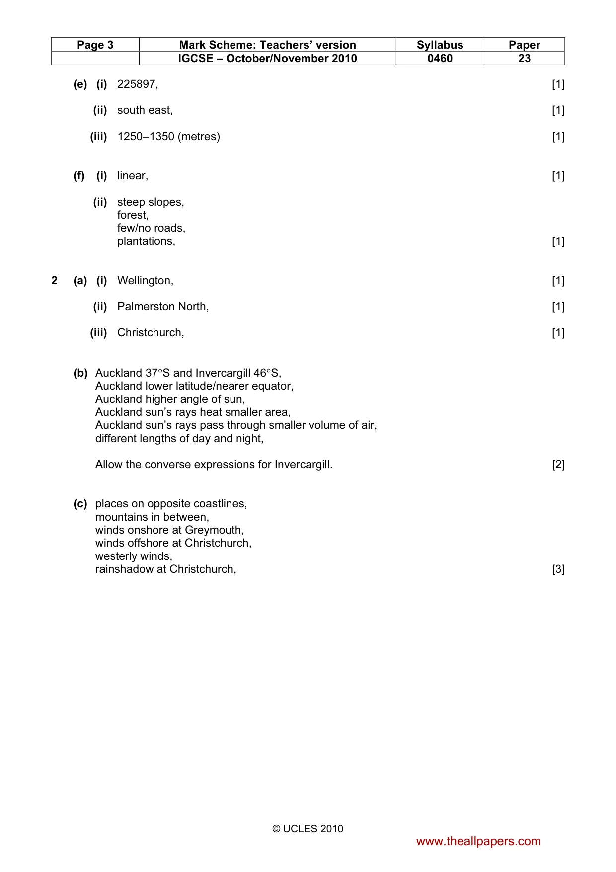 Mark scheme, page 3 of 5