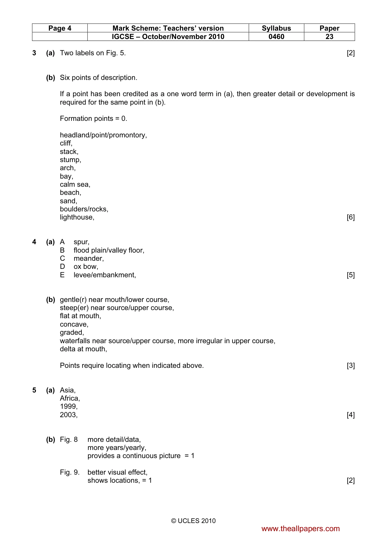 Mark scheme, page 4 of 5