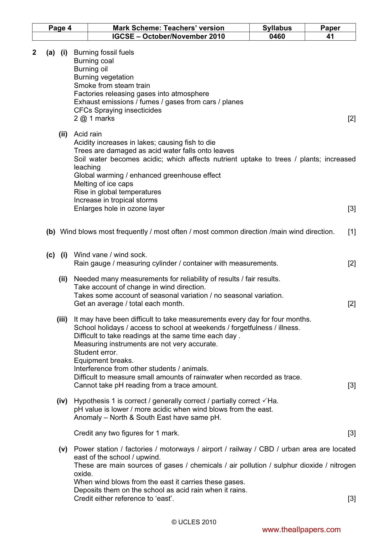 Mark scheme, page 4 of 5