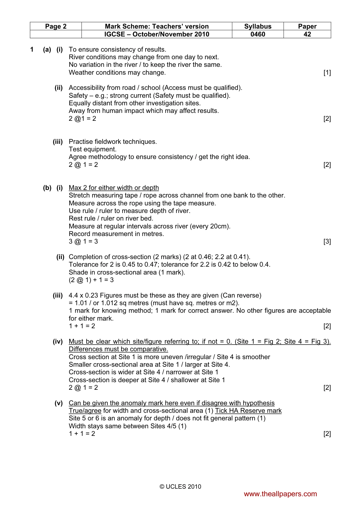 Mark scheme, page 2 of 5