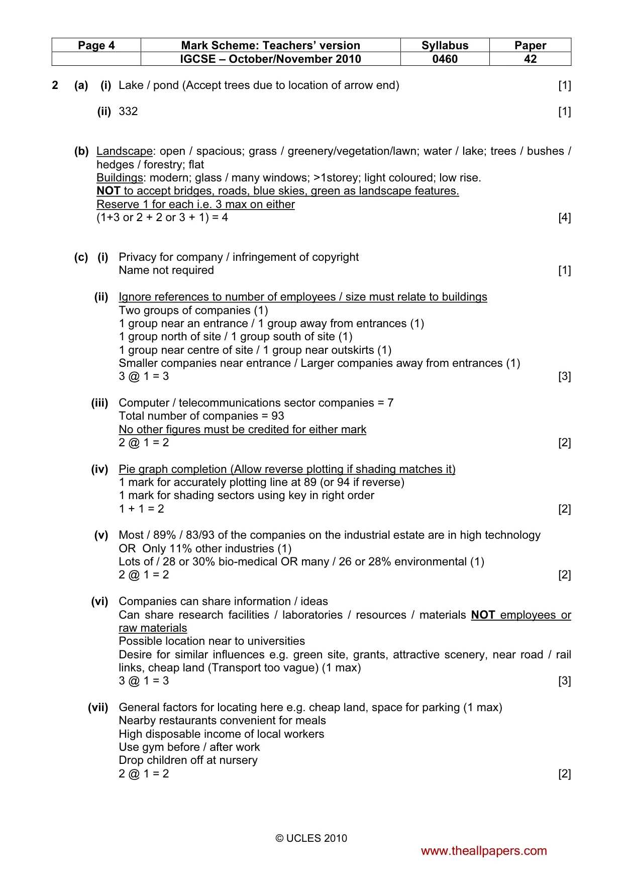 Mark scheme, page 4 of 5