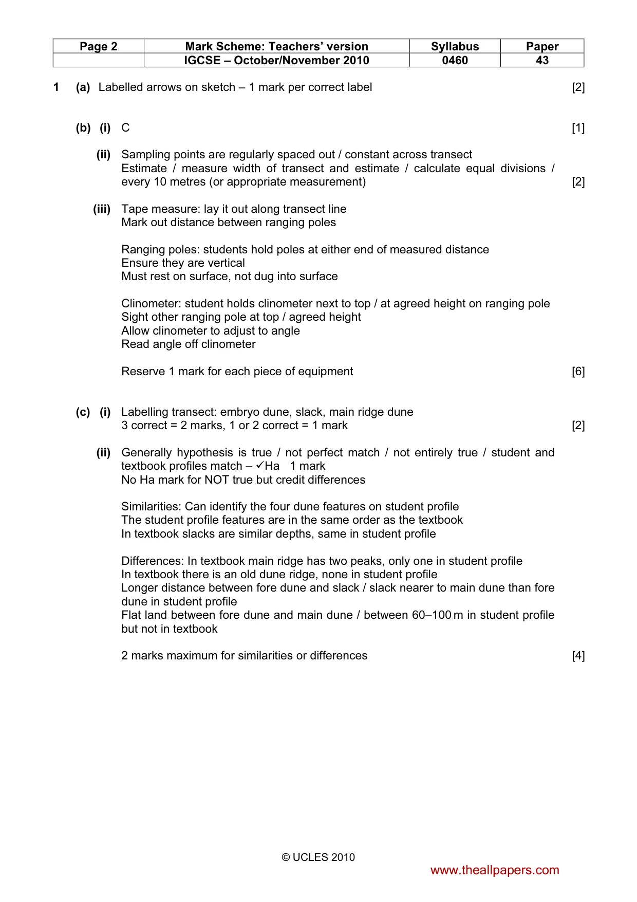 Mark scheme, page 2 of 5