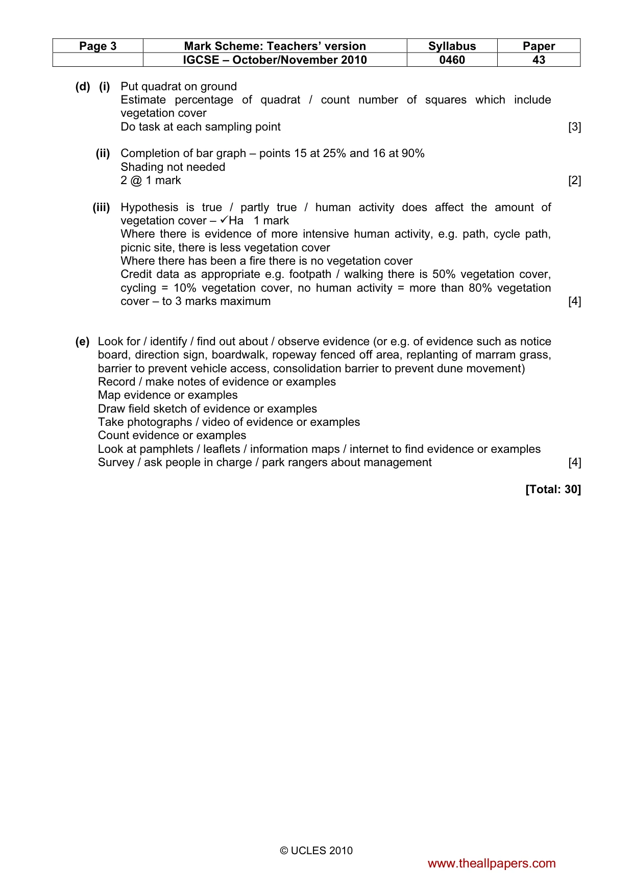 Mark scheme, page 3 of 5