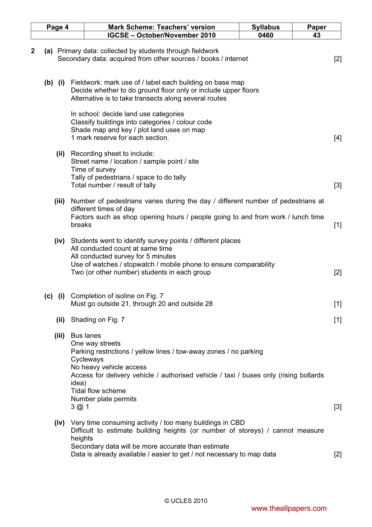 Mark scheme, page 4 of 5