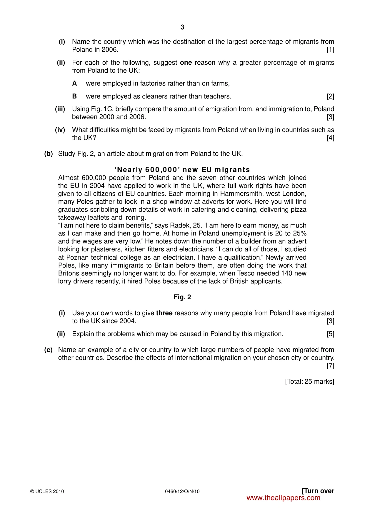Cambridge IGCSE Geography 0460 2010 Oct/Nov Paper 1 · Variant 2 question paper, page 3 of 12
