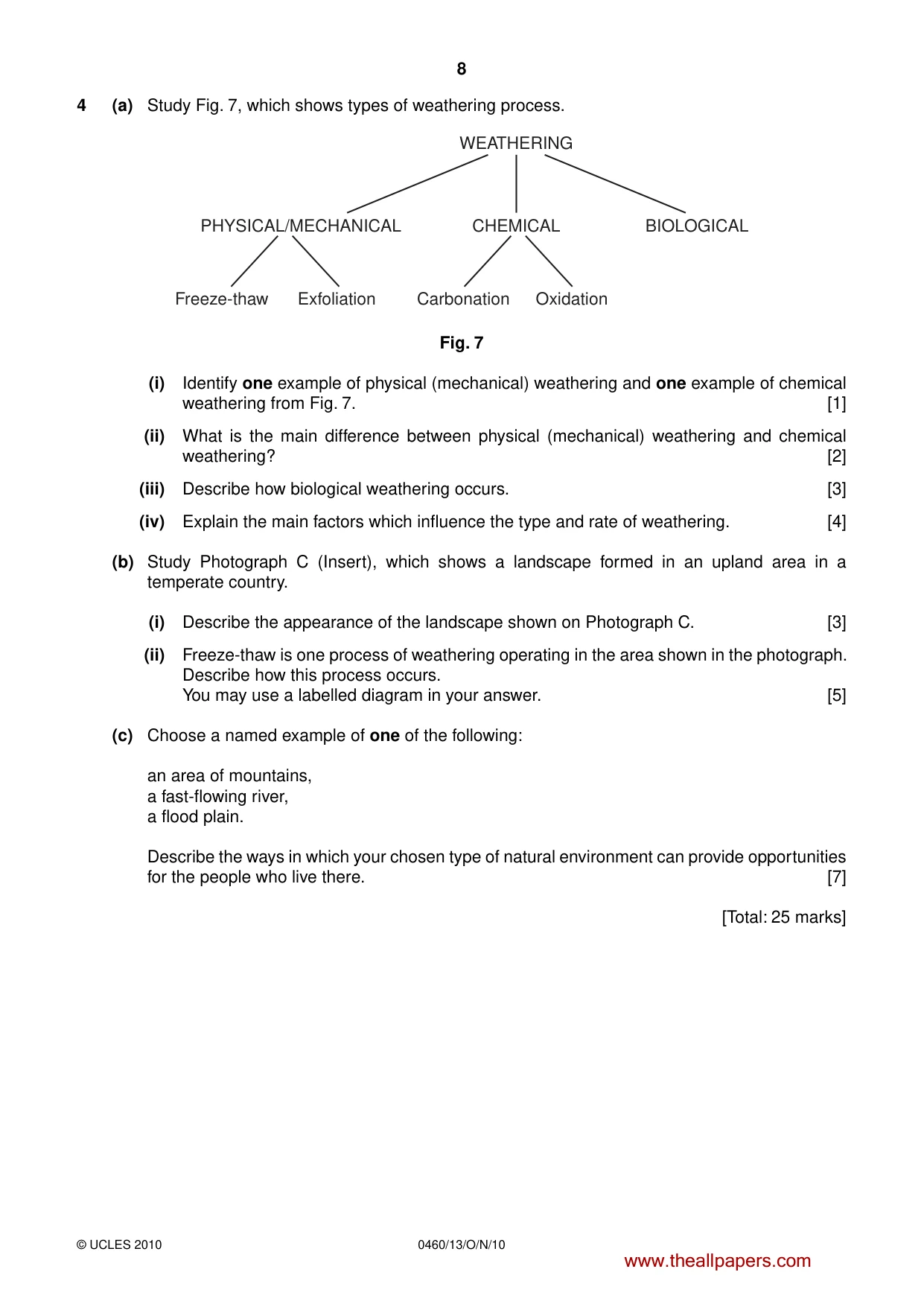 Cambridge IGCSE Geography 0460 2010 Oct/Nov Paper 1 · Variant 3 question paper, page 8 of 12