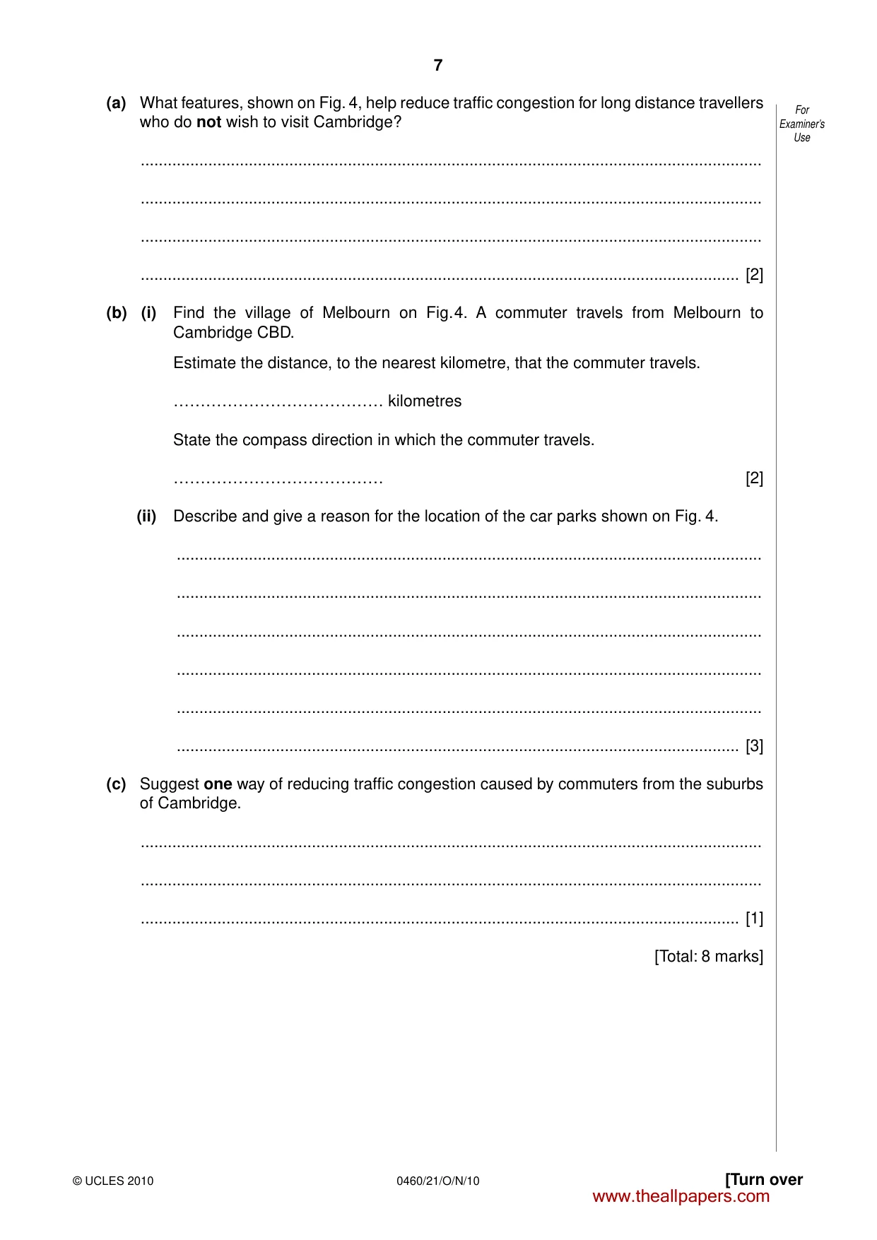 Cambridge IGCSE Geography 0460 2010 Oct/Nov Paper 2 · Variant 1 question paper, page 7 of 16