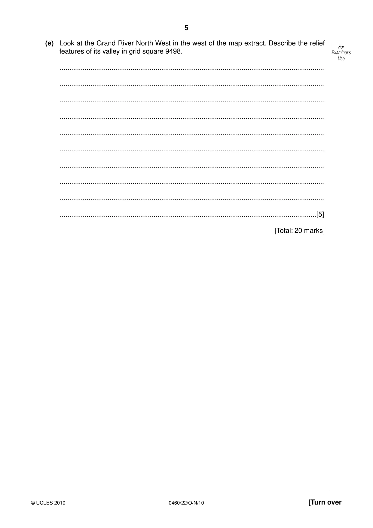 Cambridge IGCSE Geography 0460 2010 Oct/Nov Paper 2 · Variant 2 question paper, page 5 of 16