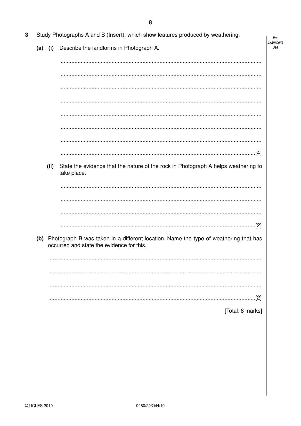 Cambridge IGCSE Geography 0460 2010 Oct/Nov Paper 2 · Variant 2 question paper, page 8 of 16