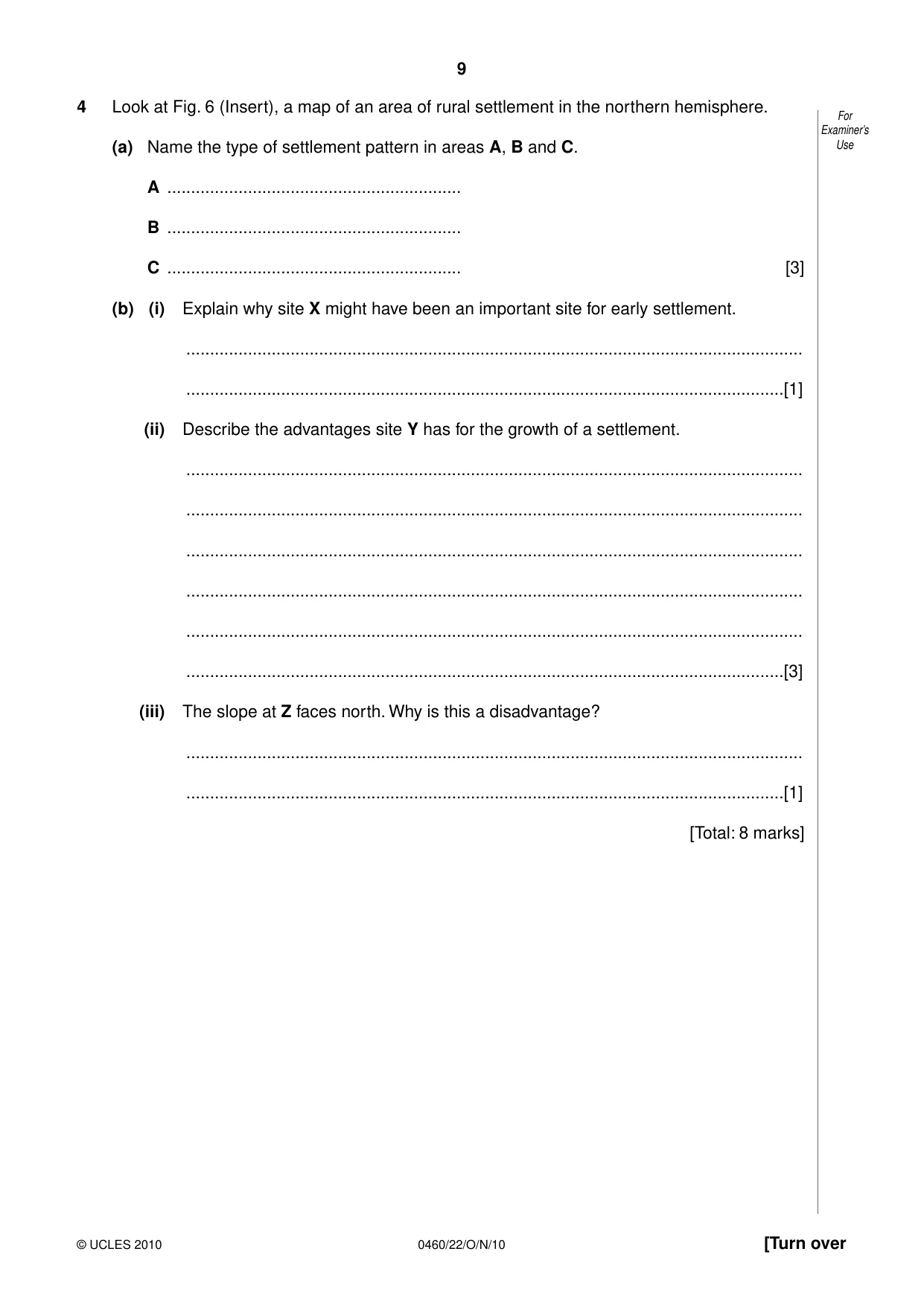Cambridge IGCSE Geography 0460 2010 Oct/Nov Paper 2 · Variant 2 question paper, page 9 of 16