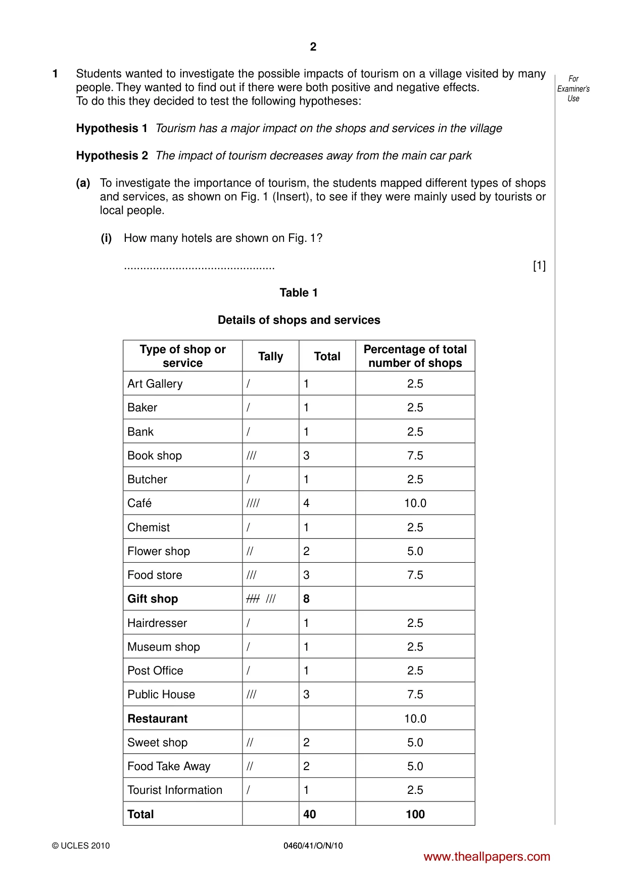 Cambridge IGCSE Geography 0460 2010 Oct/Nov Paper 4 · Variant 1 question paper, page 2 of 12