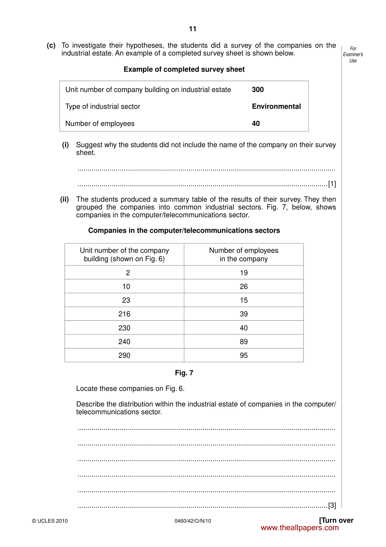 Cambridge IGCSE Geography 0460 2010 Oct/Nov Paper 4 · Variant 2 question paper, page 11 of 16