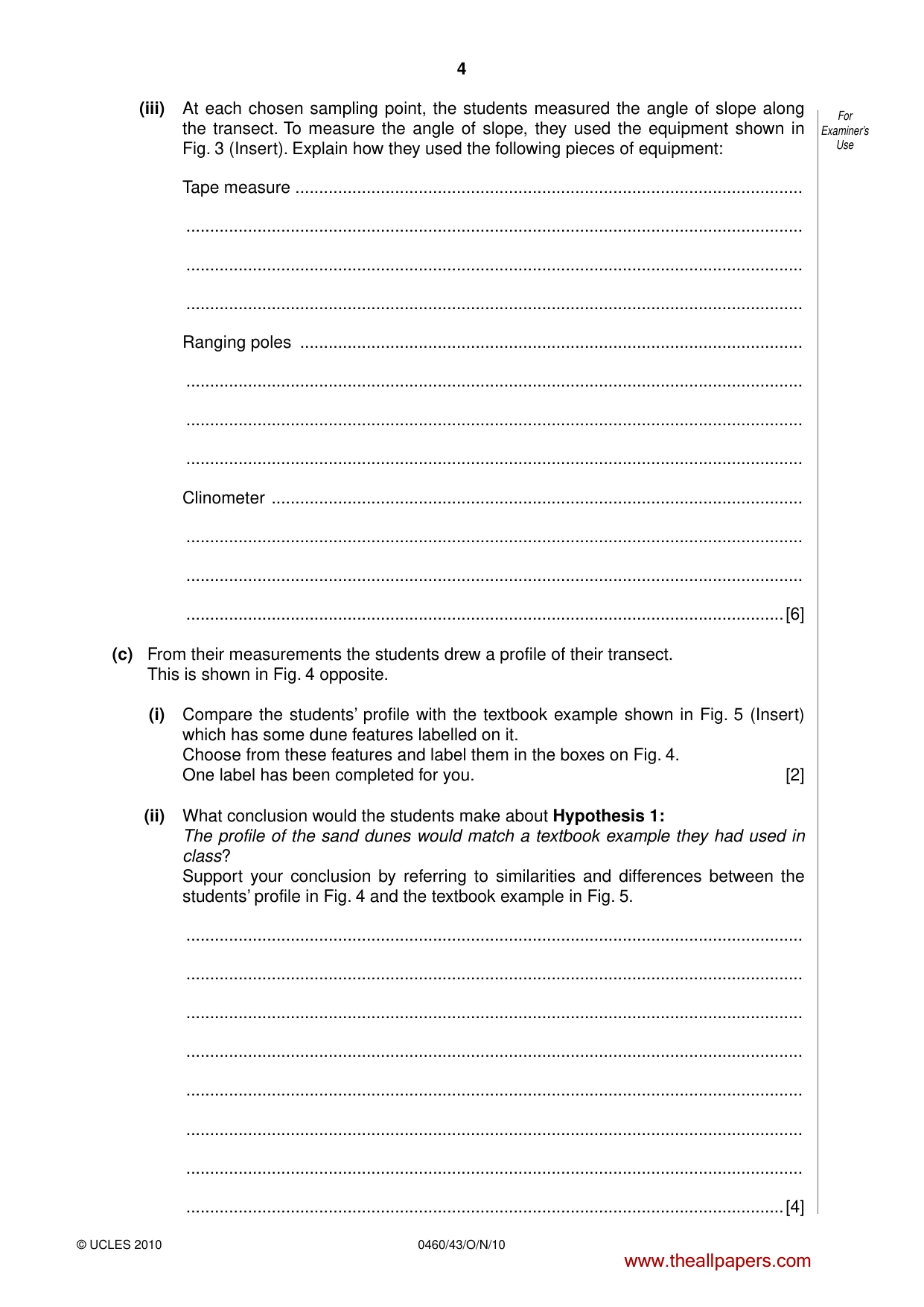 Cambridge IGCSE Geography 0460 2010 Oct/Nov Paper 4 · Variant 3 question paper, page 4 of 16
