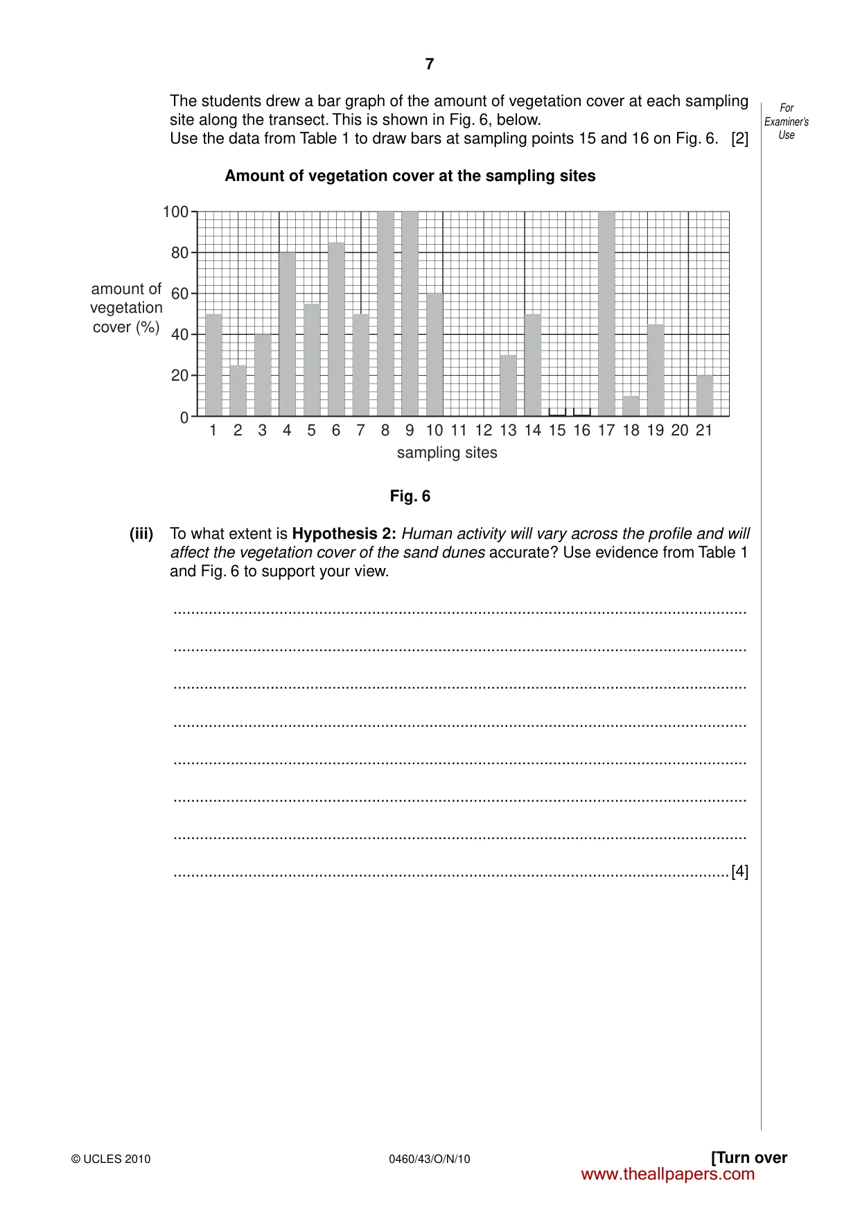 Cambridge IGCSE Geography 0460 2010 Oct/Nov Paper 4 · Variant 3 question paper, page 7 of 16