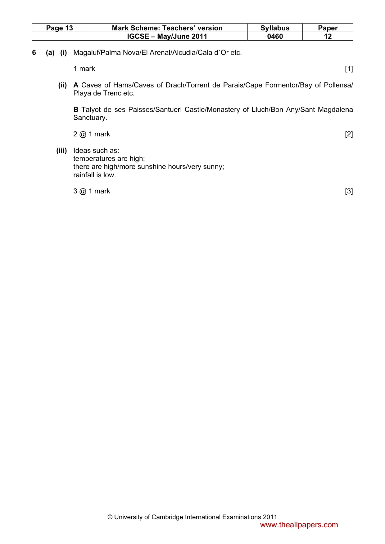 Mark scheme, page 13 of 15