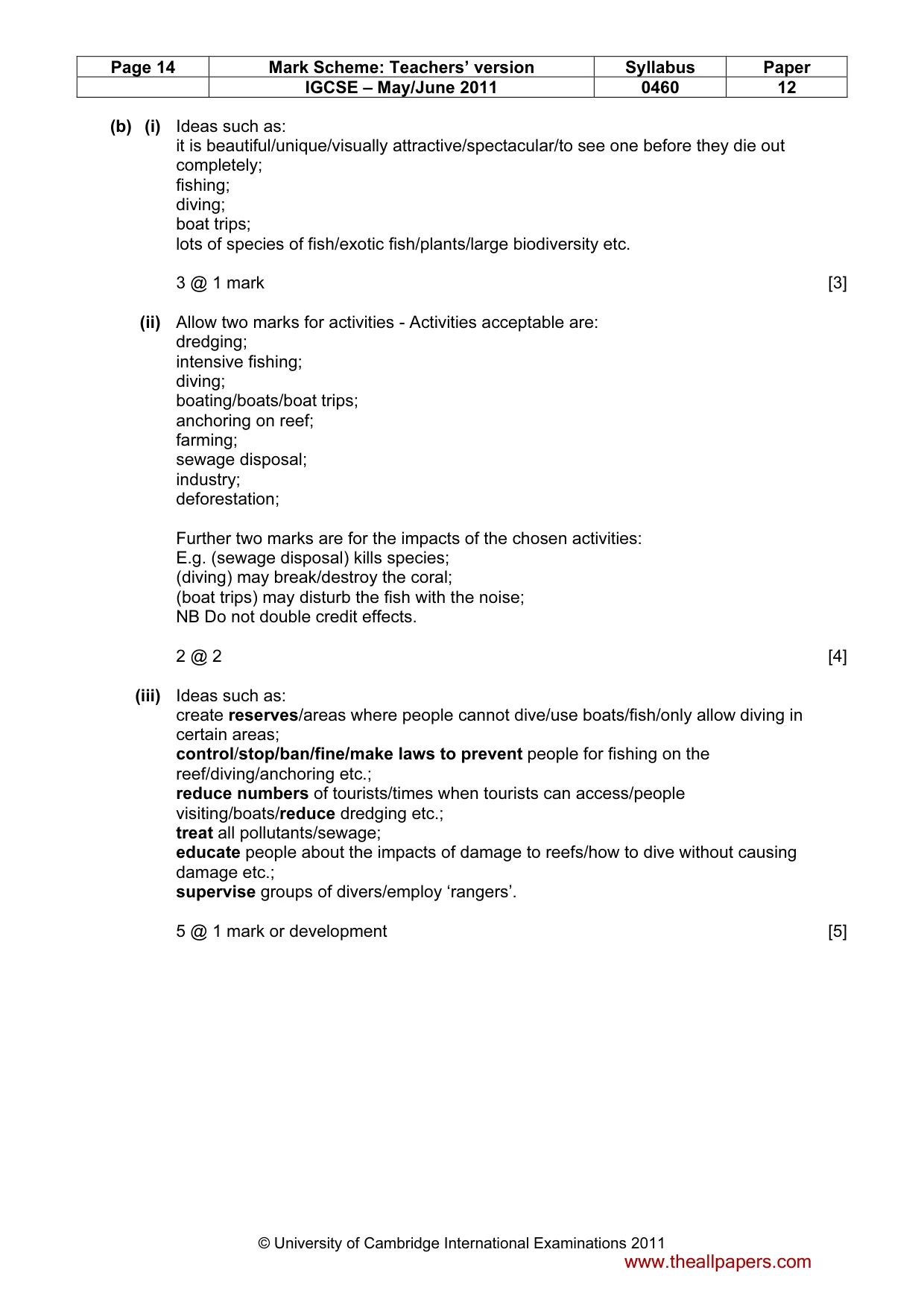 Mark scheme, page 14 of 15