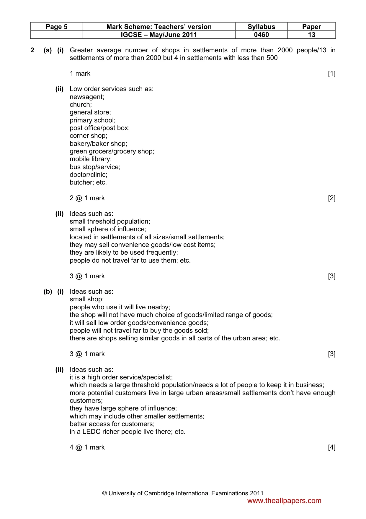 Mark scheme, page 5 of 14