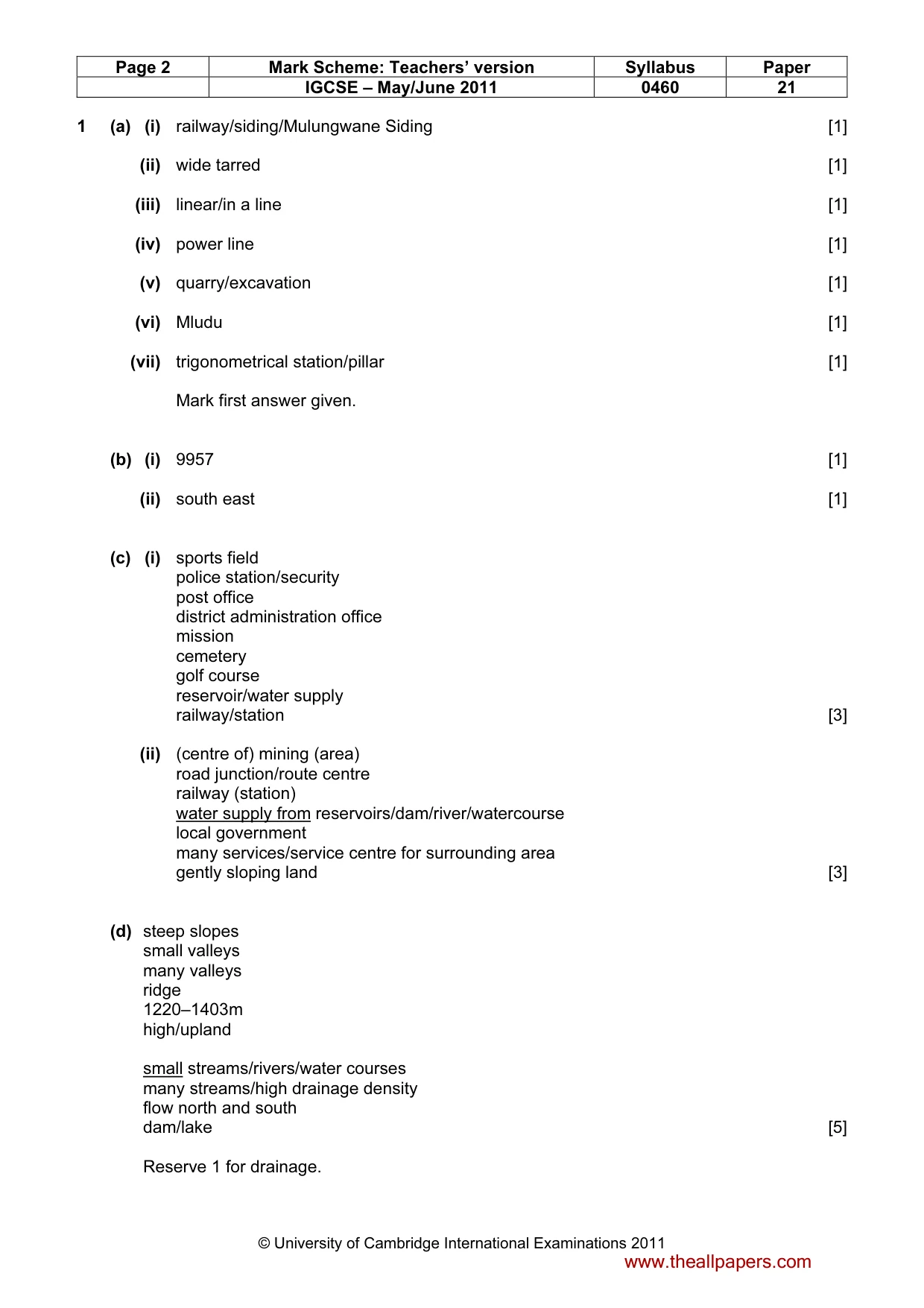 Mark scheme, page 2 of 5