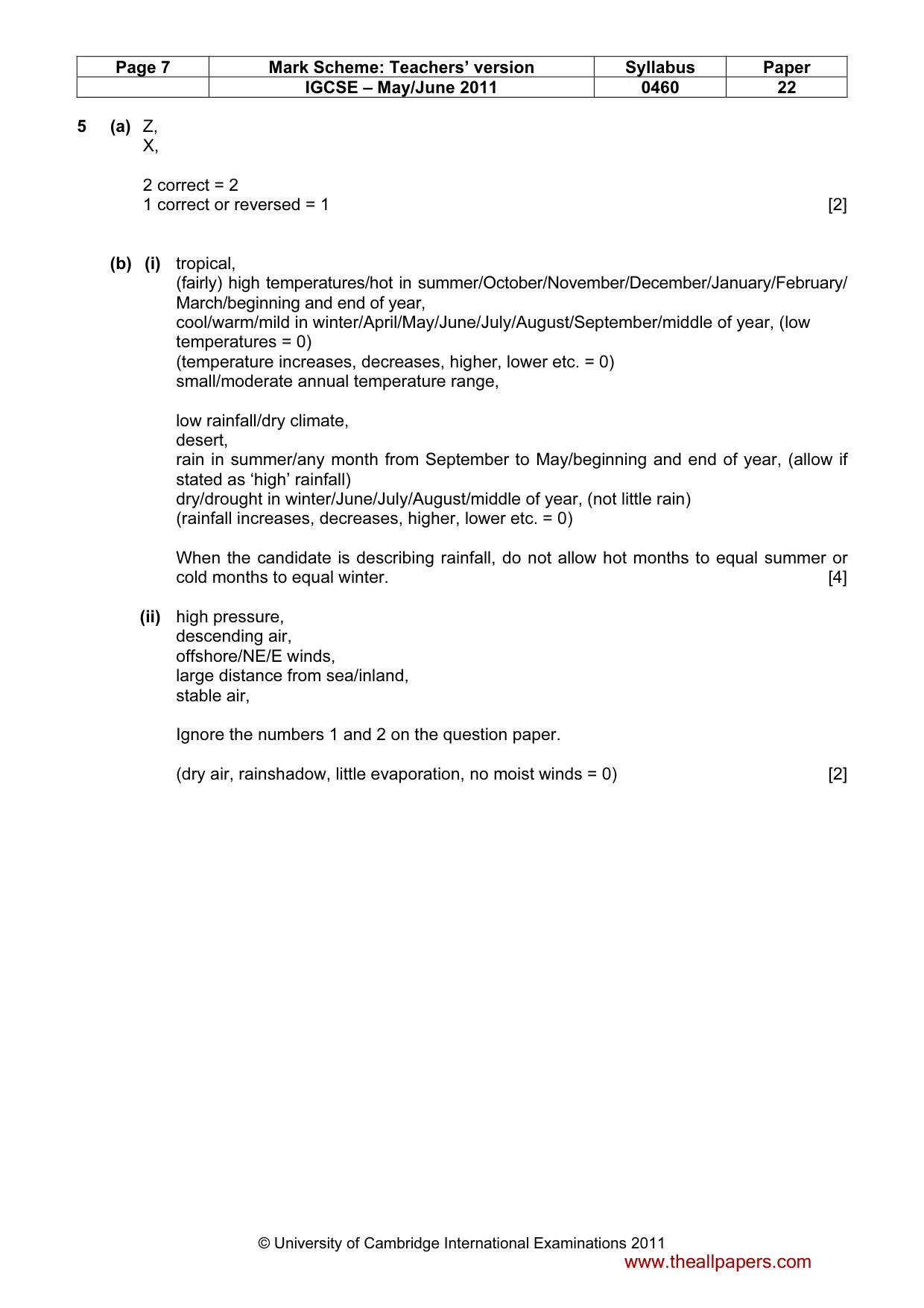 Mark scheme, page 7 of 8