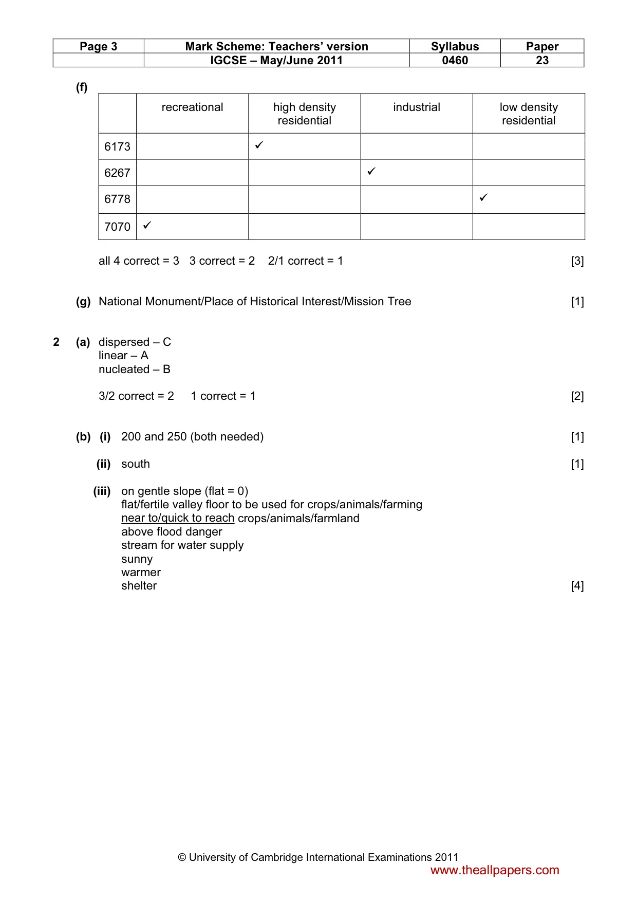 Mark scheme, page 3 of 6