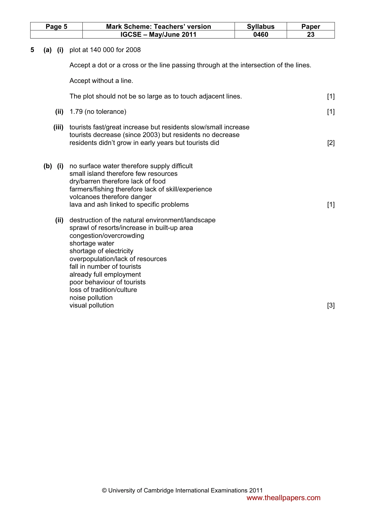 Mark scheme, page 5 of 6