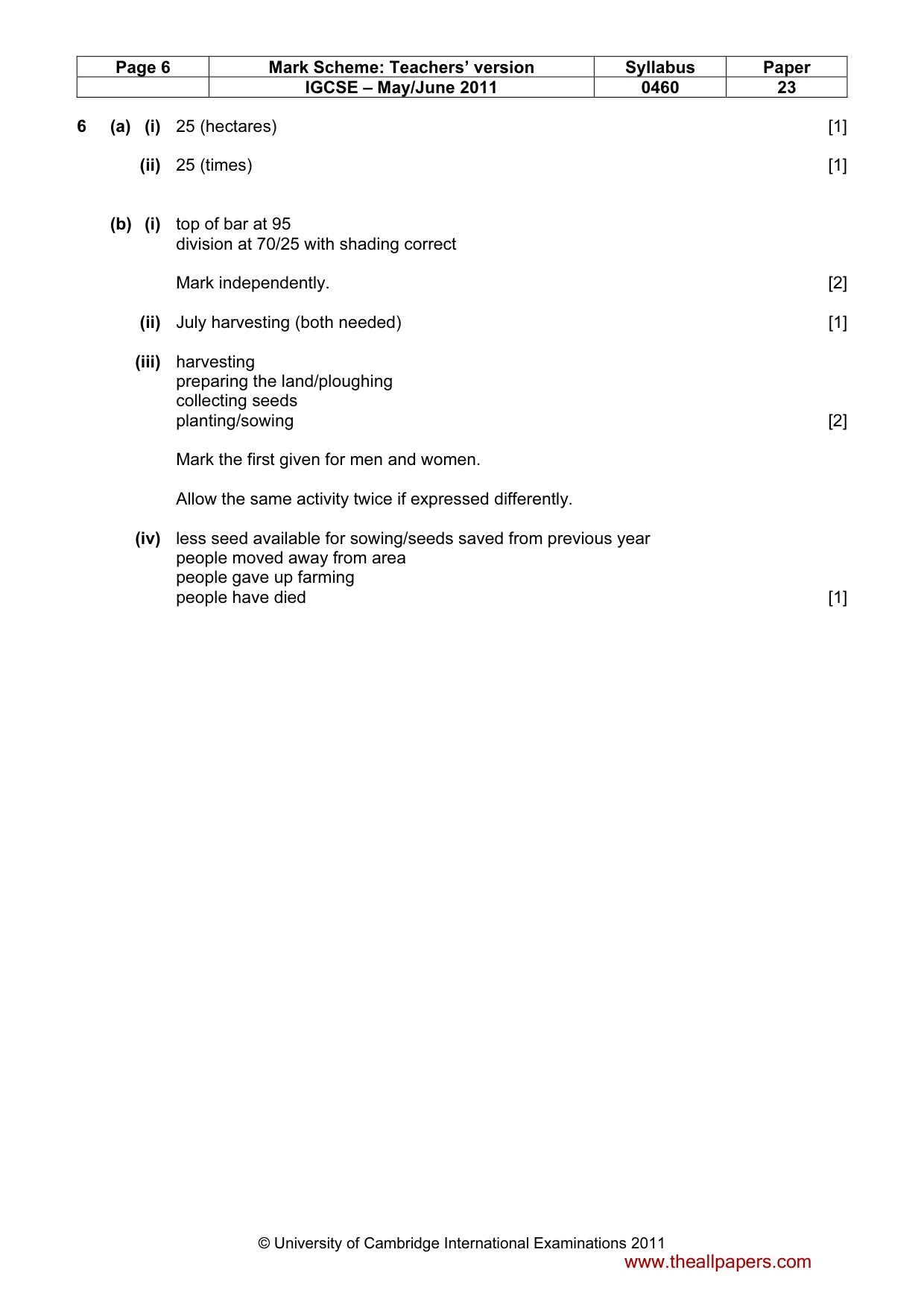 Mark scheme, page 6 of 6