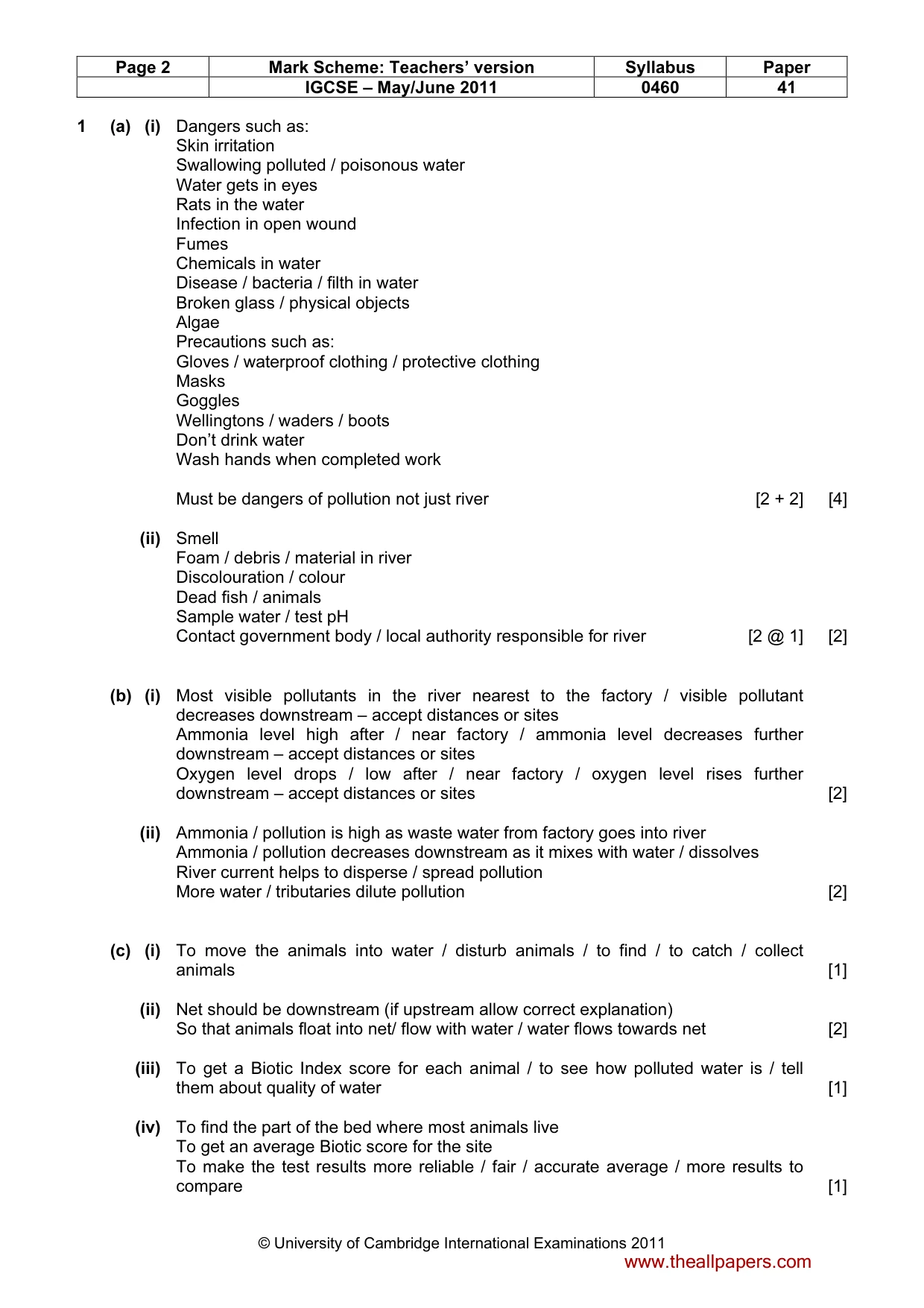 Mark scheme, page 2 of 5