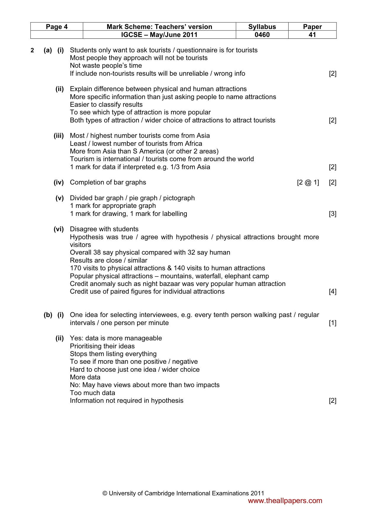 Mark scheme, page 4 of 5