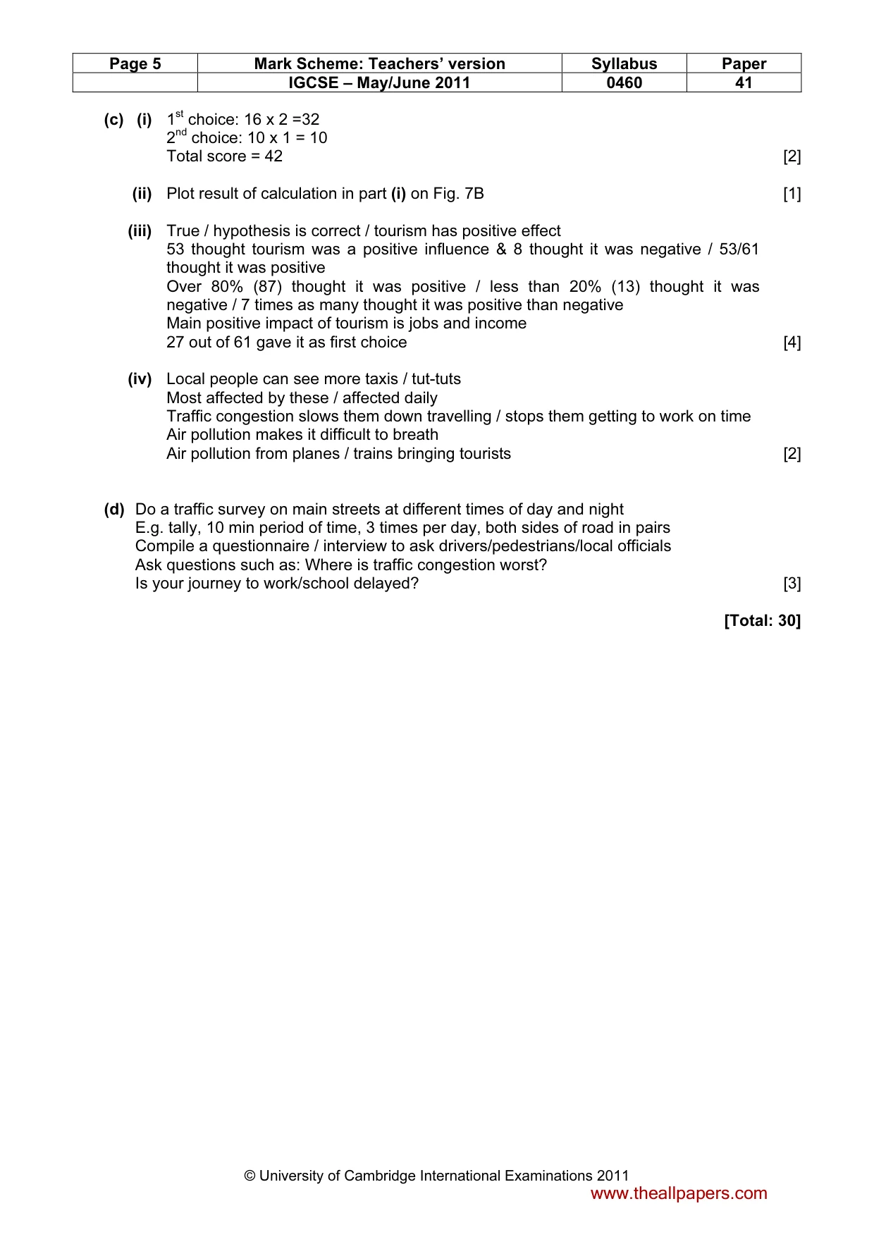 Mark scheme, page 5 of 5