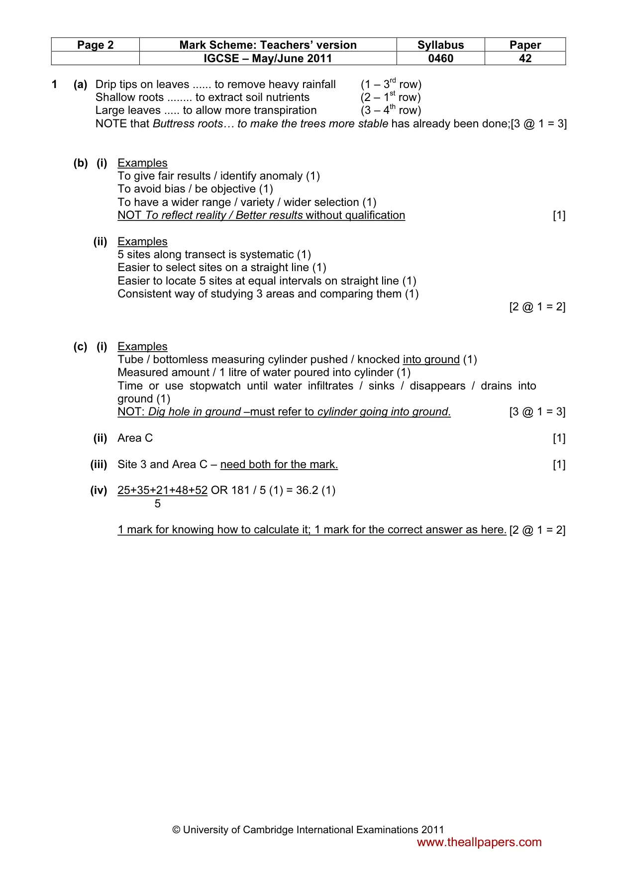 Mark scheme, page 2 of 6