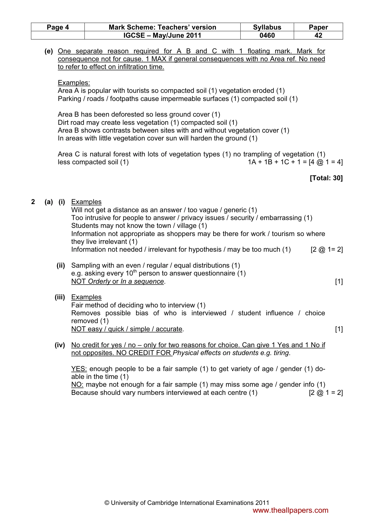 Mark scheme, page 4 of 6