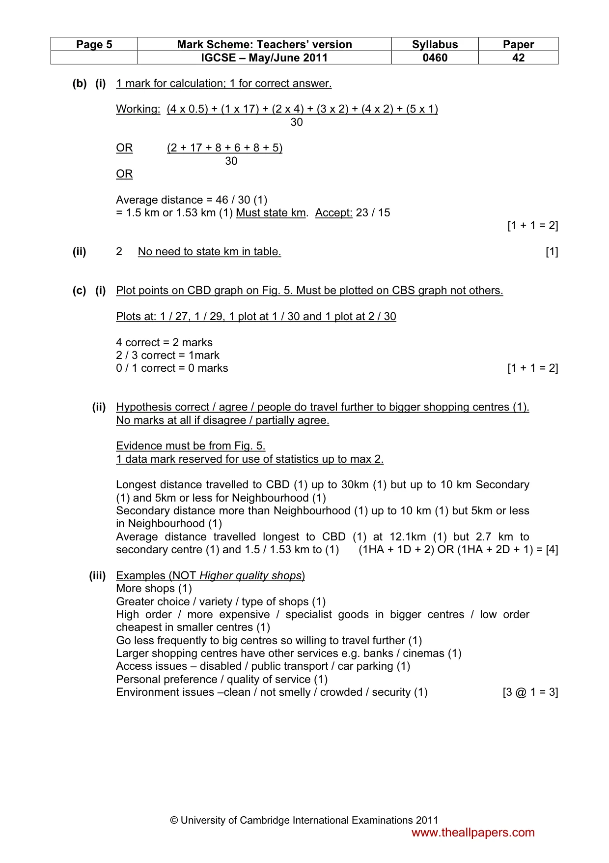Mark scheme, page 5 of 6