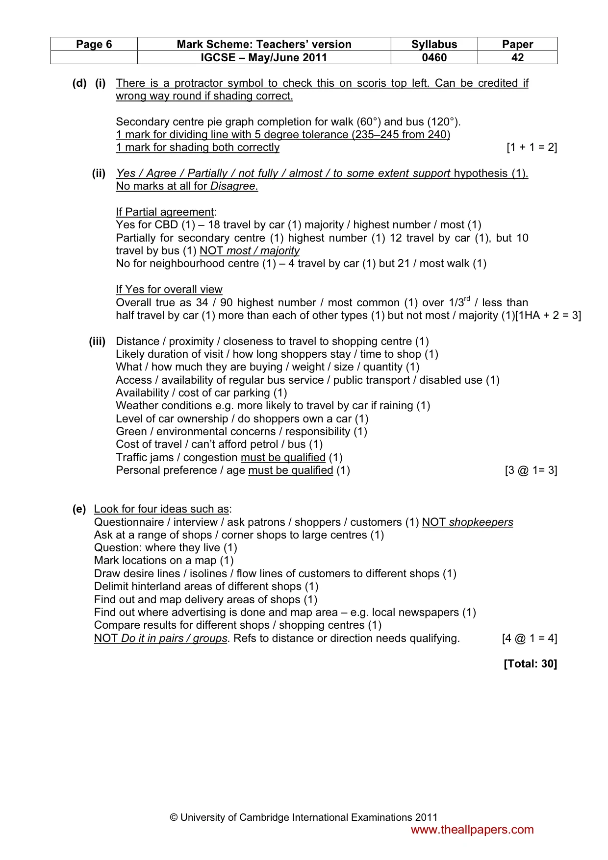 Mark scheme, page 6 of 6