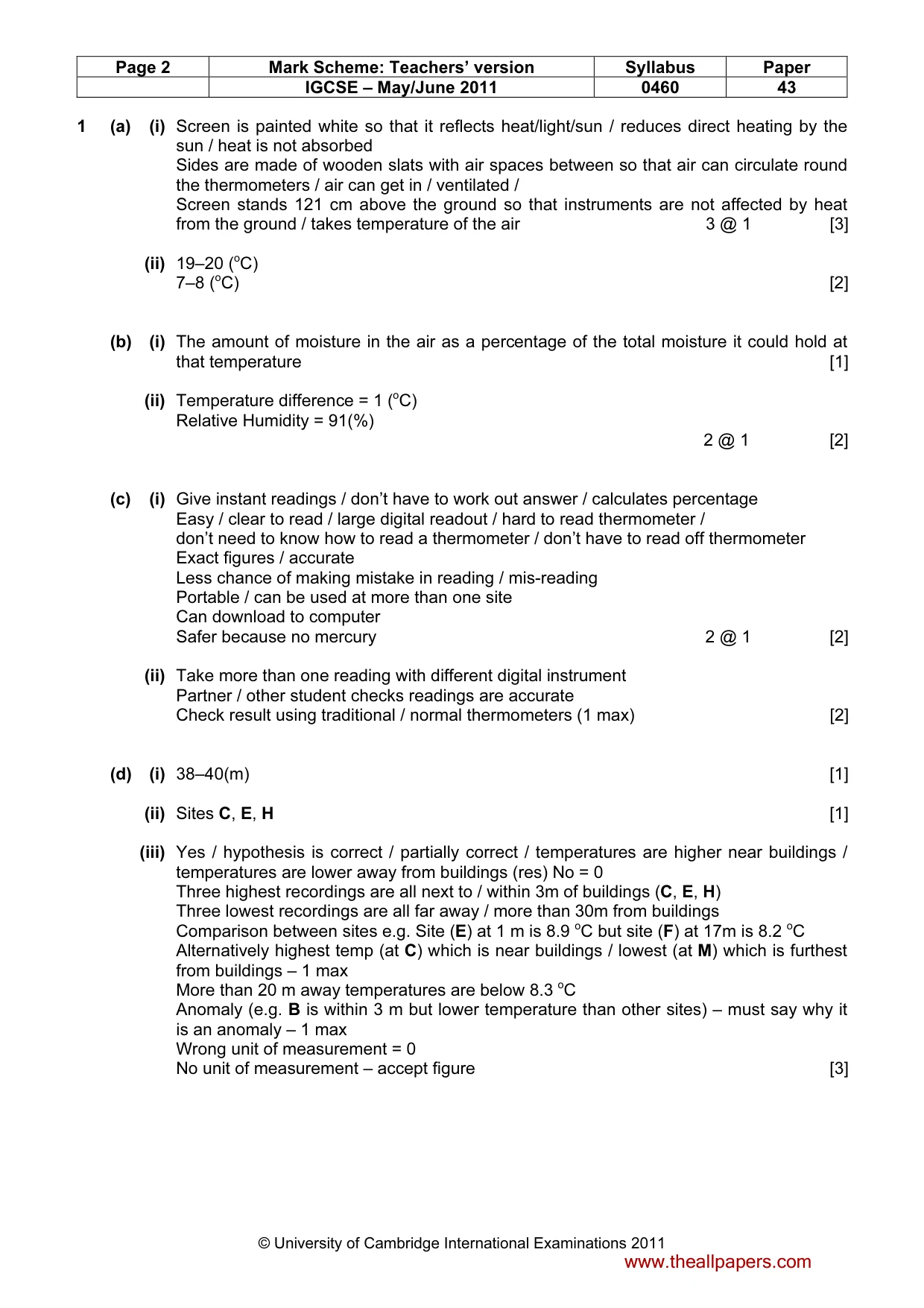 Mark scheme, page 2 of 5