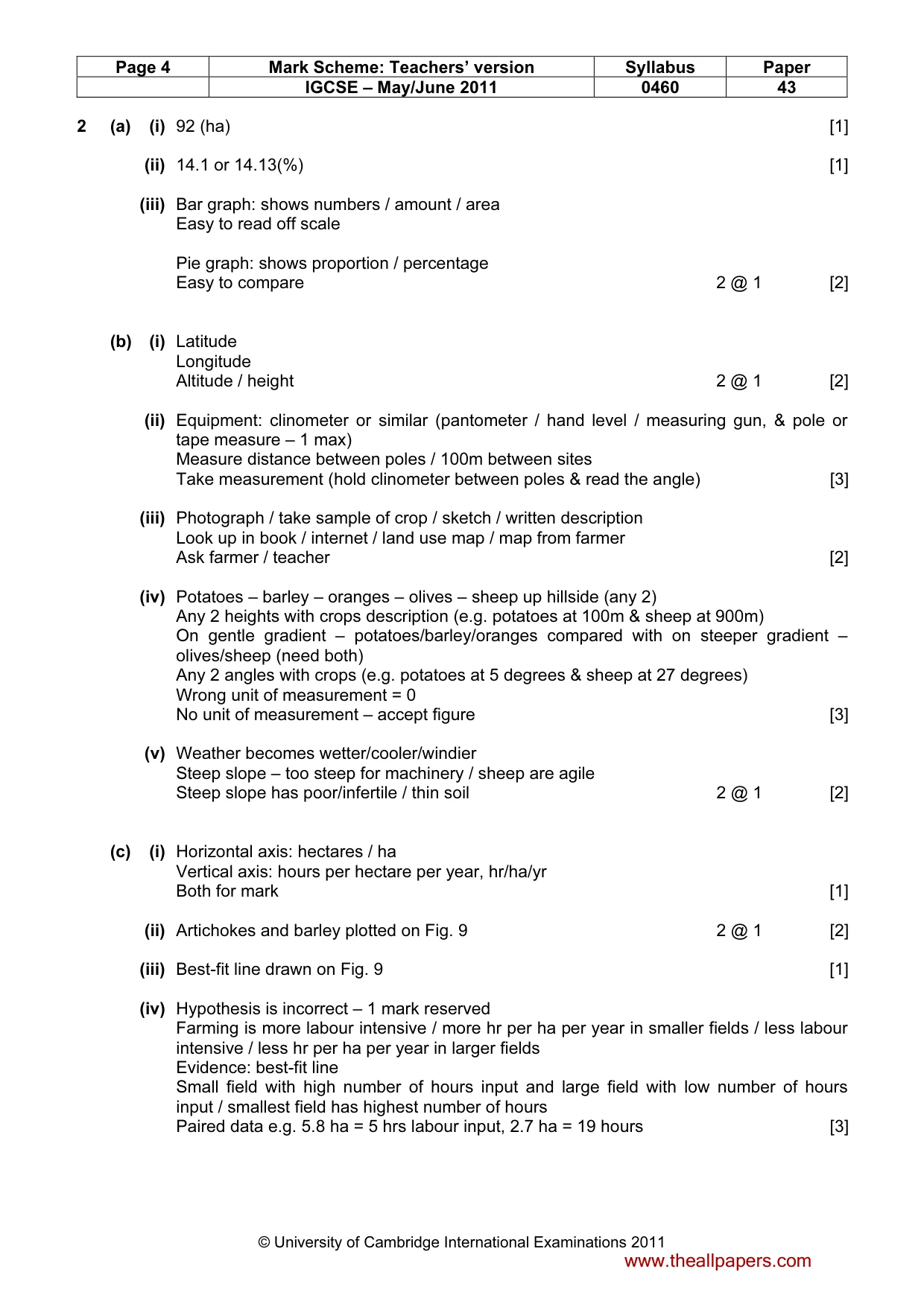 Mark scheme, page 4 of 5