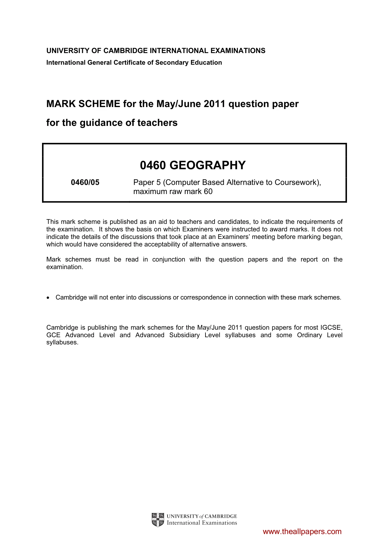Mark scheme, page 1 of 5