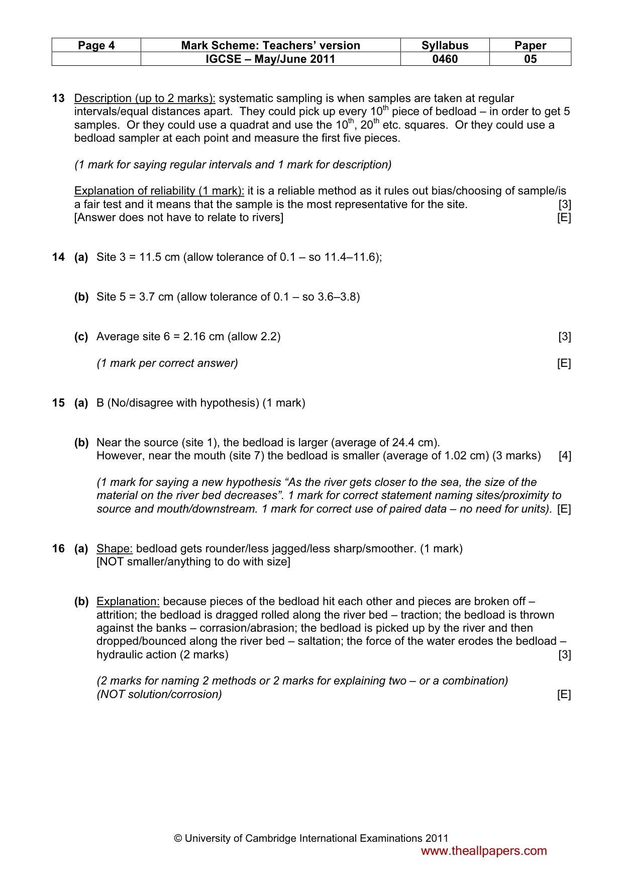 Mark scheme, page 4 of 5