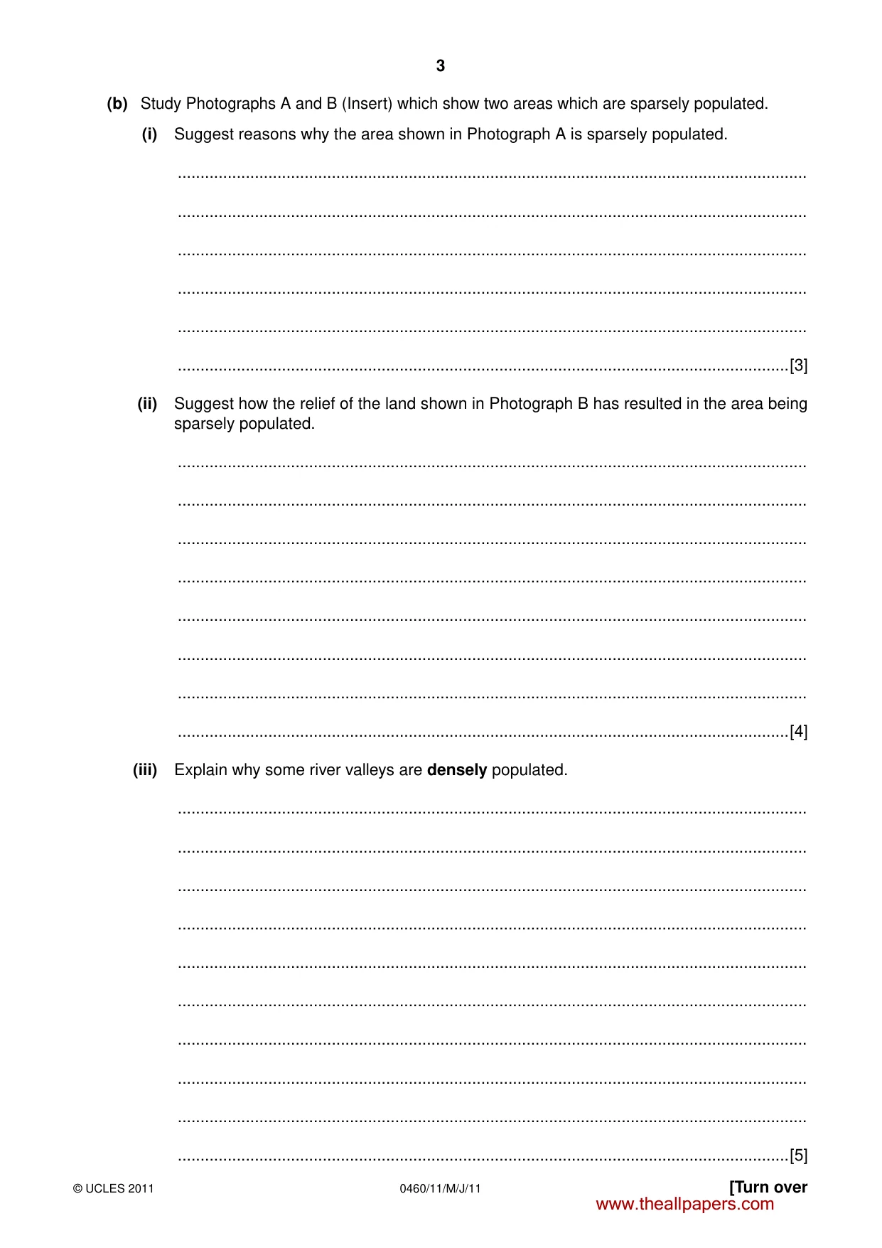 Cambridge IGCSE Geography 0460 2011 May/June Paper 1 · Variant 1 question paper, page 3 of 28