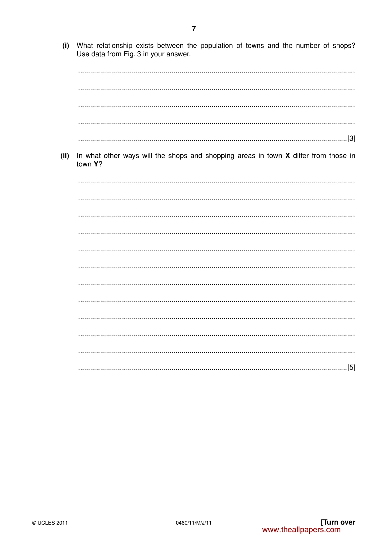 Cambridge IGCSE Geography 0460 2011 May/June Paper 1 · Variant 1 question paper, page 7 of 28