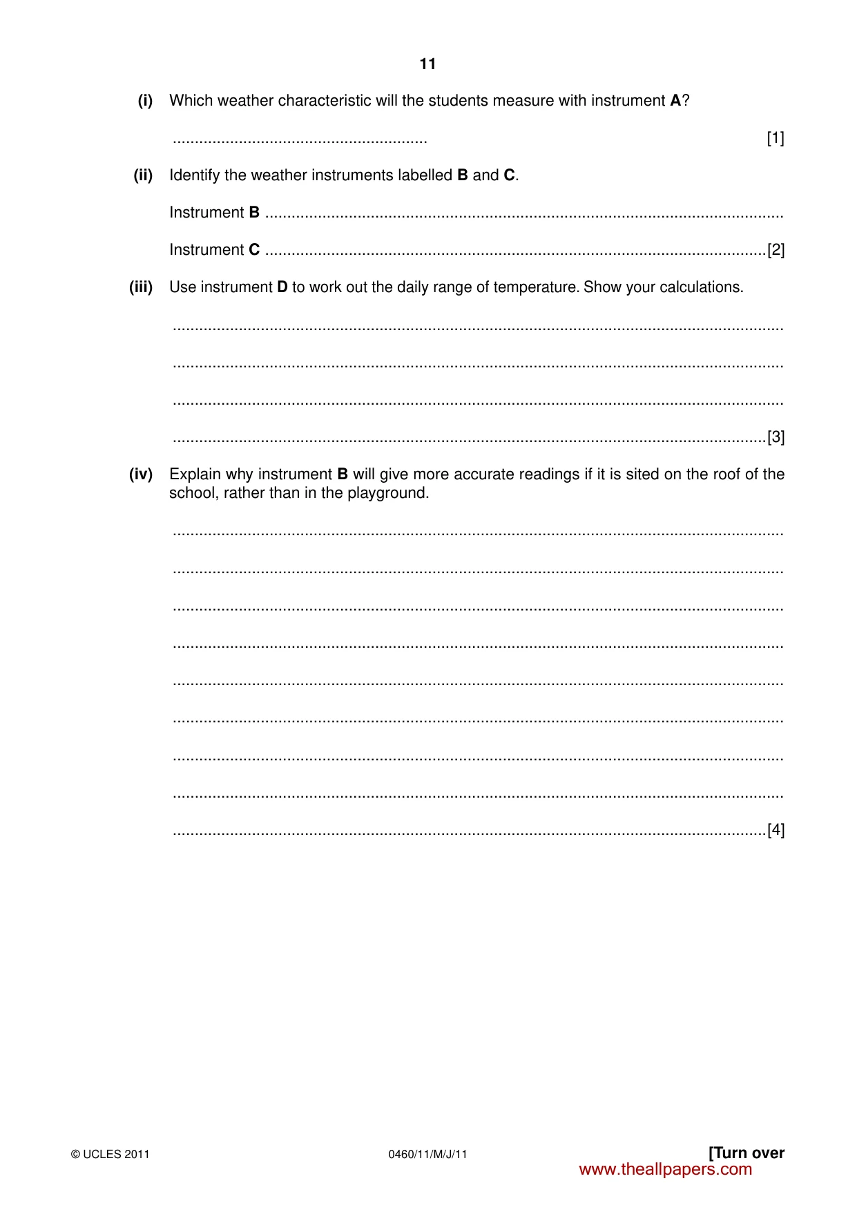 Cambridge IGCSE Geography 0460 2011 May/June Paper 1 · Variant 1 question paper, page 11 of 28