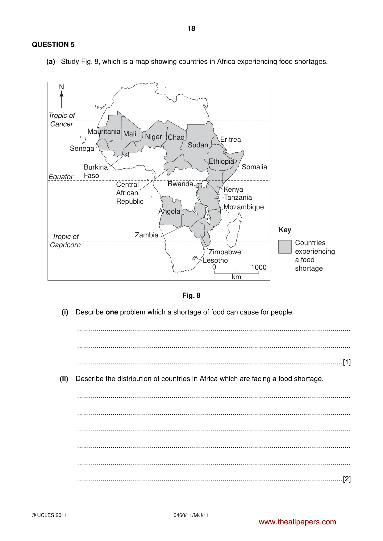 Cambridge IGCSE Geography 0460 2011 May/June Paper 1 · Variant 1 question paper, page 18 of 28