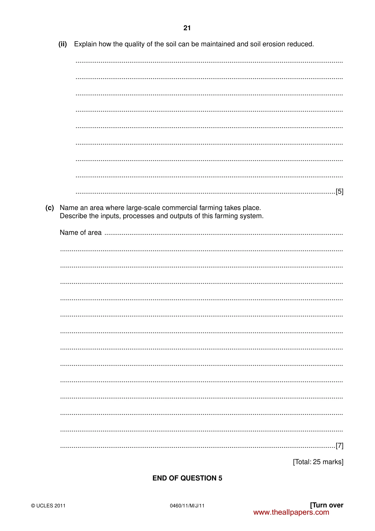 Cambridge IGCSE Geography 0460 2011 May/June Paper 1 · Variant 1 question paper, page 21 of 28