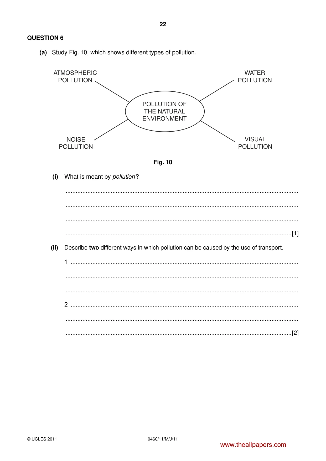 Cambridge IGCSE Geography 0460 2011 May/June Paper 1 · Variant 1 question paper, page 22 of 28