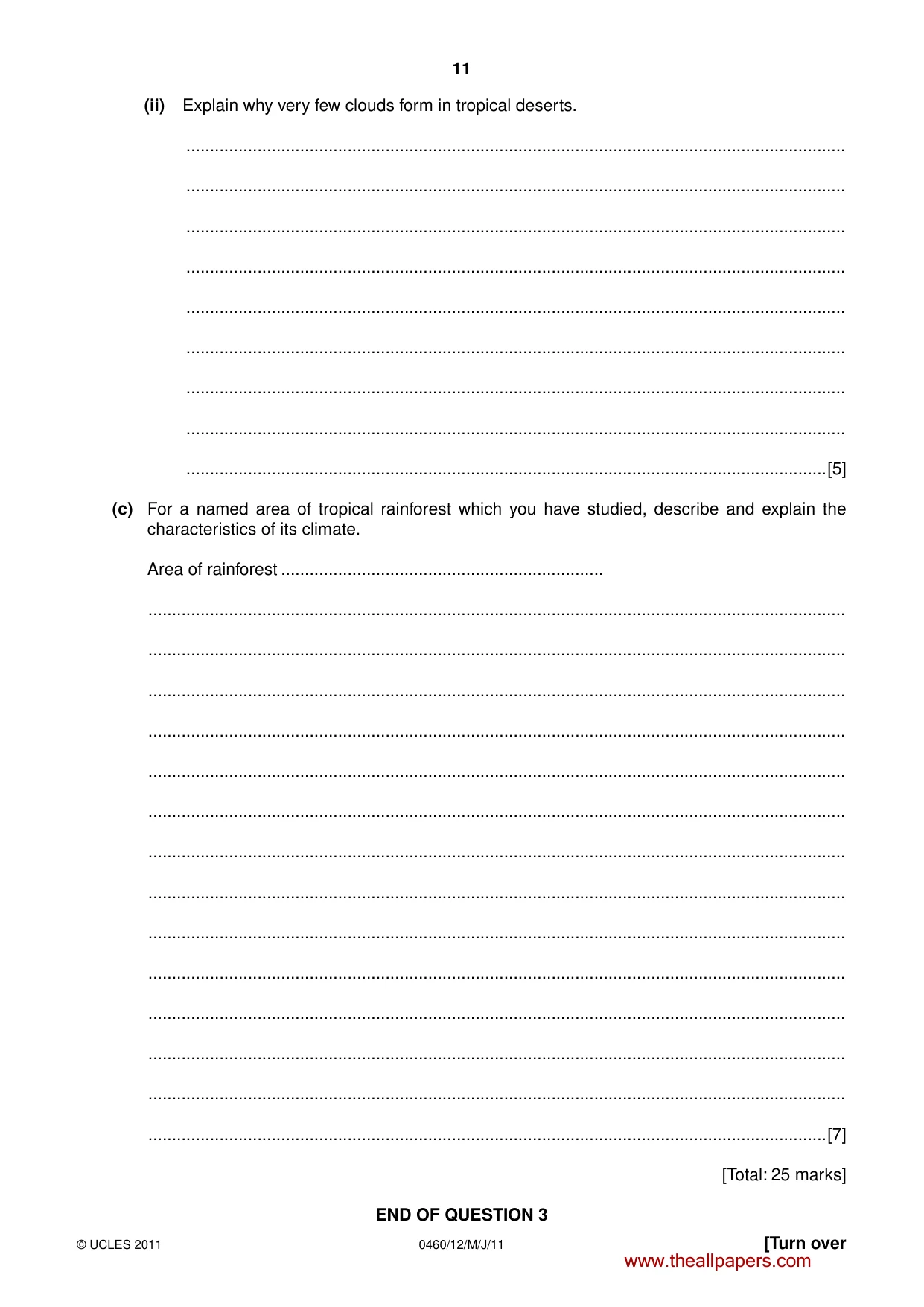 Cambridge IGCSE Geography 0460 2011 May/June Paper 1 · Variant 2 question paper, page 11 of 24