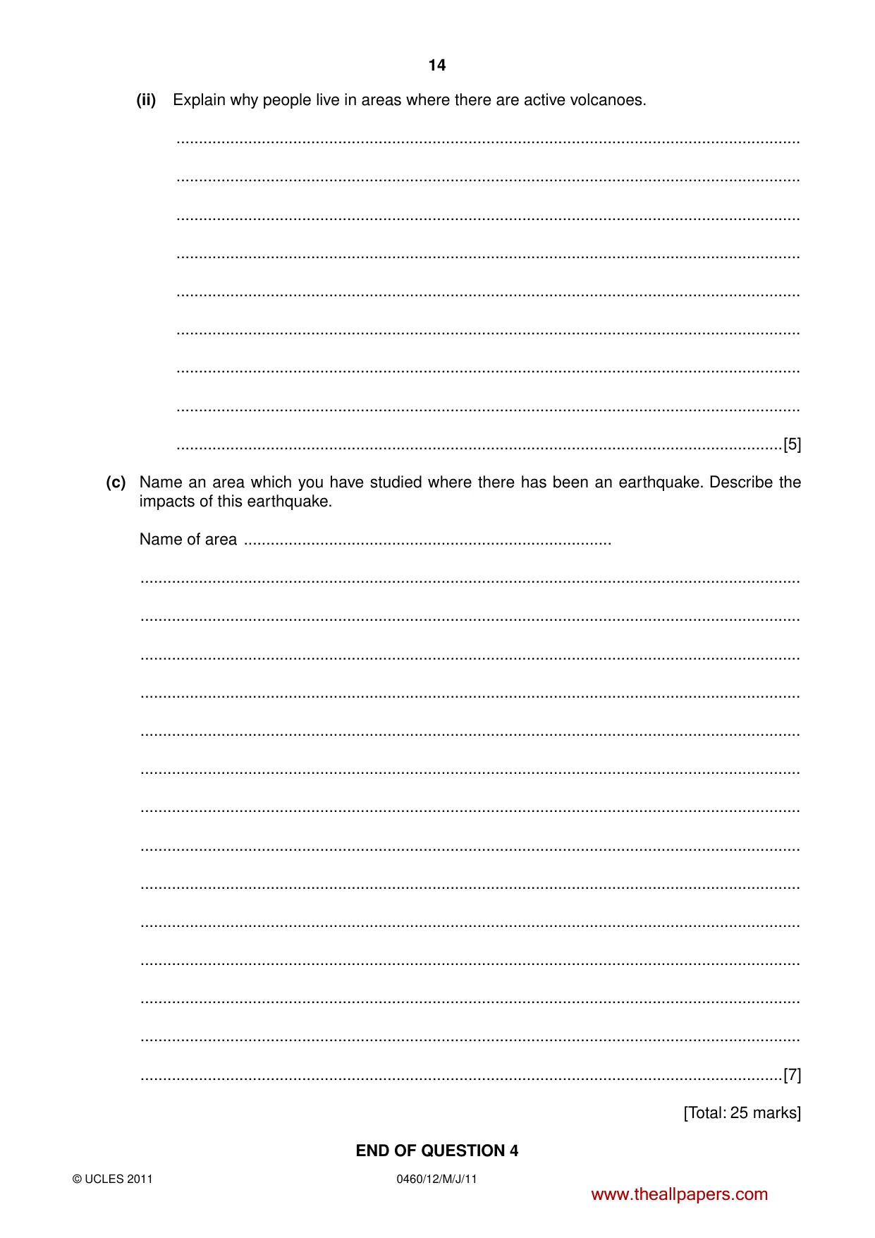 Cambridge IGCSE Geography 0460 2011 May/June Paper 1 · Variant 2 question paper, page 14 of 24