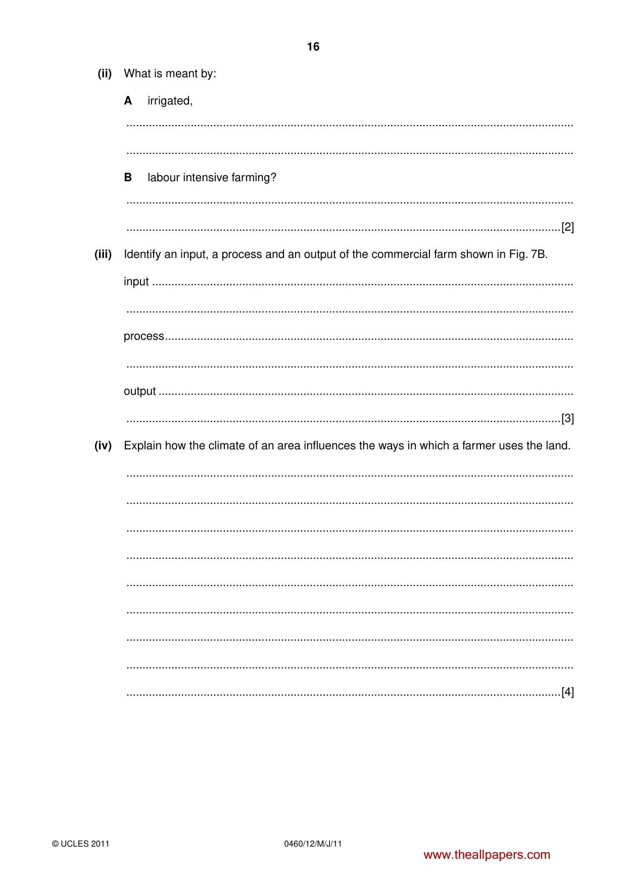 Cambridge IGCSE Geography 0460 2011 May/June Paper 1 · Variant 2 question paper, page 16 of 24
