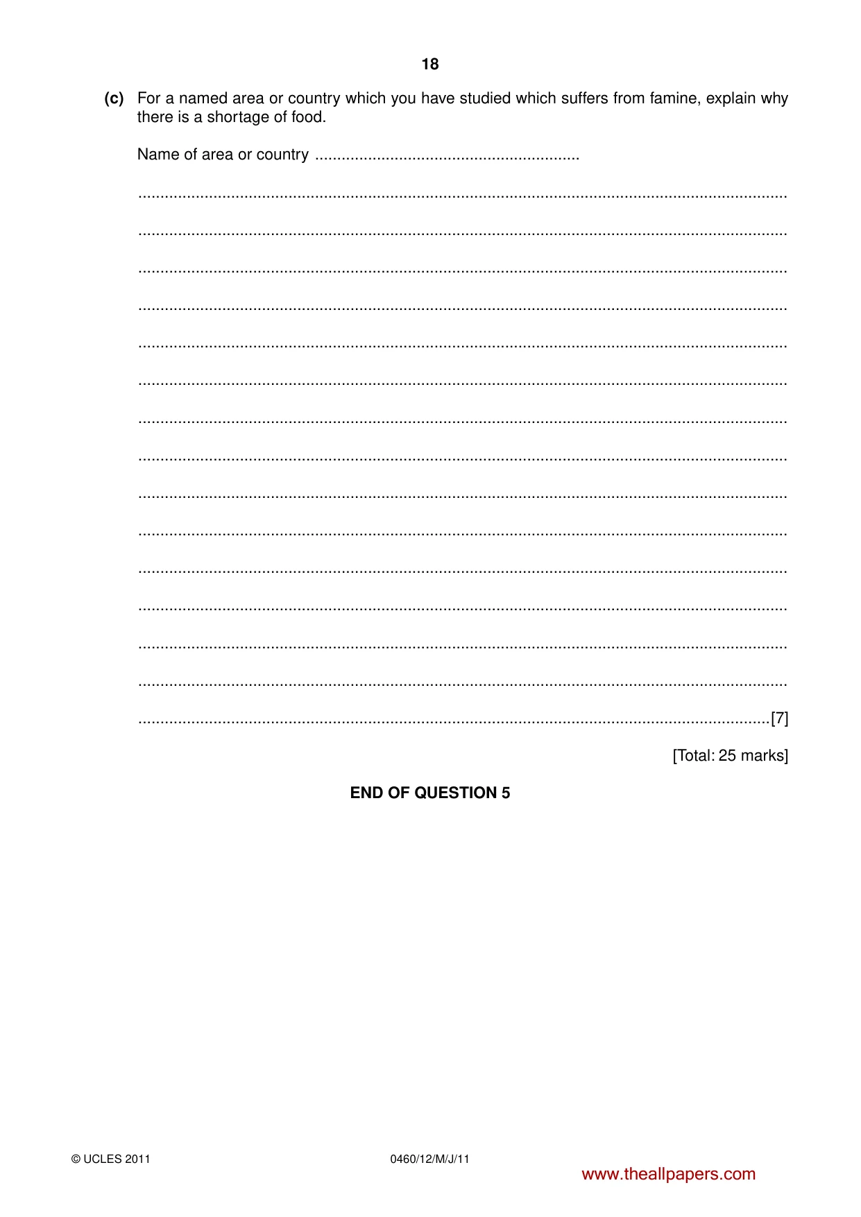 Cambridge IGCSE Geography 0460 2011 May/June Paper 1 · Variant 2 question paper, page 18 of 24