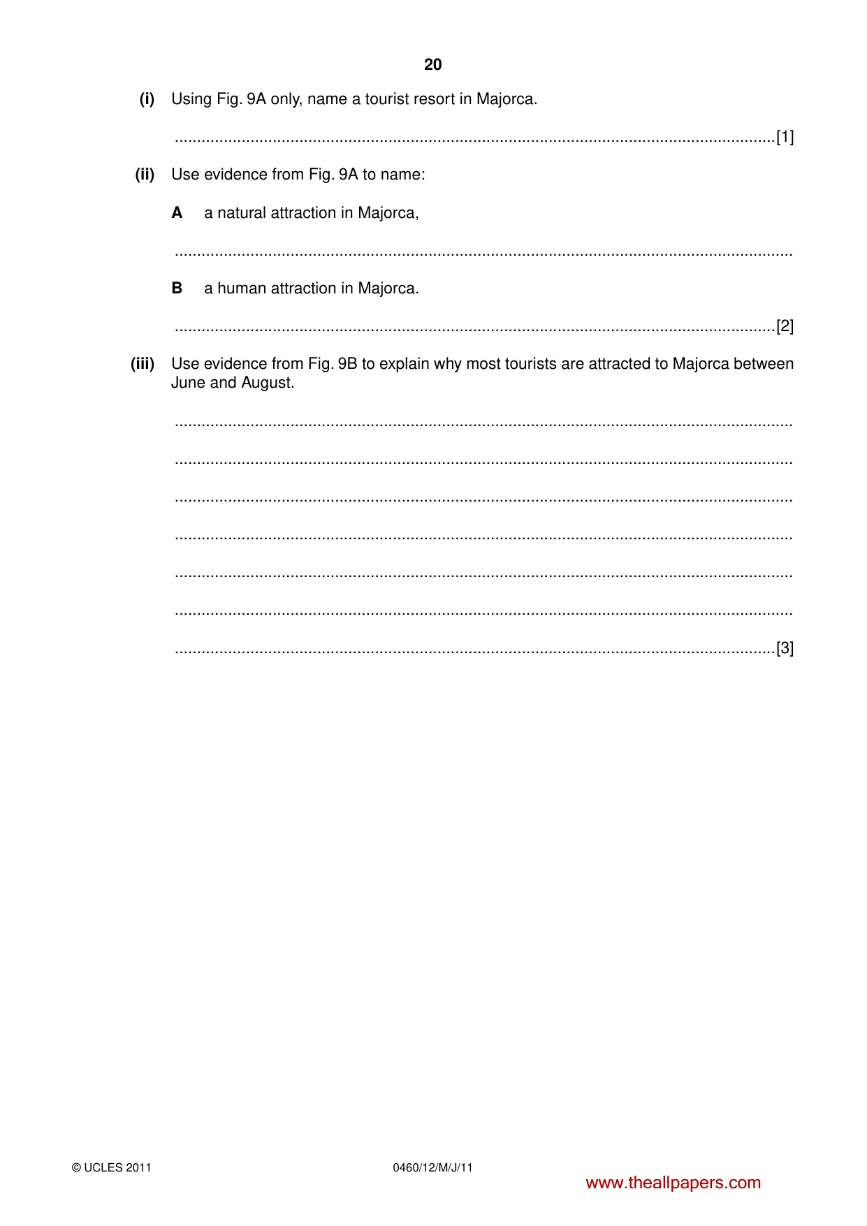 Cambridge IGCSE Geography 0460 2011 May/June Paper 1 · Variant 2 question paper, page 20 of 24